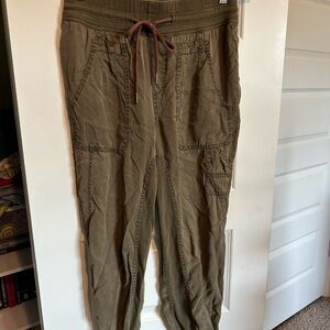 Anthropologie Olive Green Joggers with Drawstring